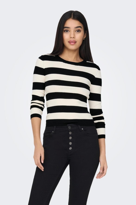 Jacqueline de Yong jdyplum l/s o-neck stripe pull. knt